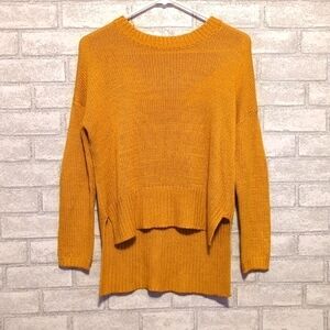 Design Lab Mustard Yellow High Low Sweater Elbow Patches